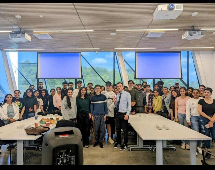 York university classroom filled with students and guest speaker