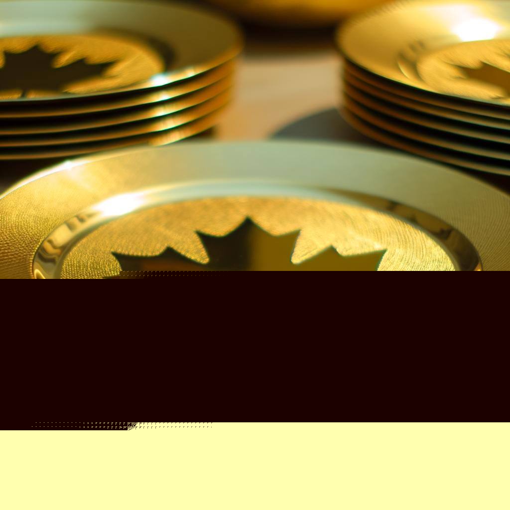 golden plates with canada logo in the center